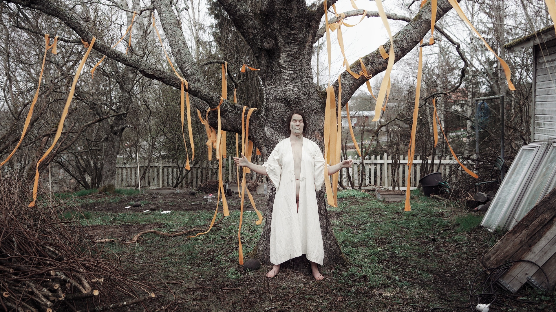 Inkeri Kurkilahti performs the ancestral tree performance